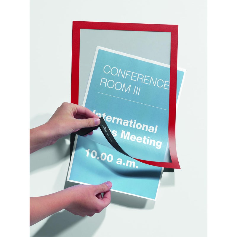 Durable Duraframe Self-Adhesive Magnetic Document Sign Holder - Letter-Size 8.5" x 11" Inches - Red - Pack of 2 - Image 5